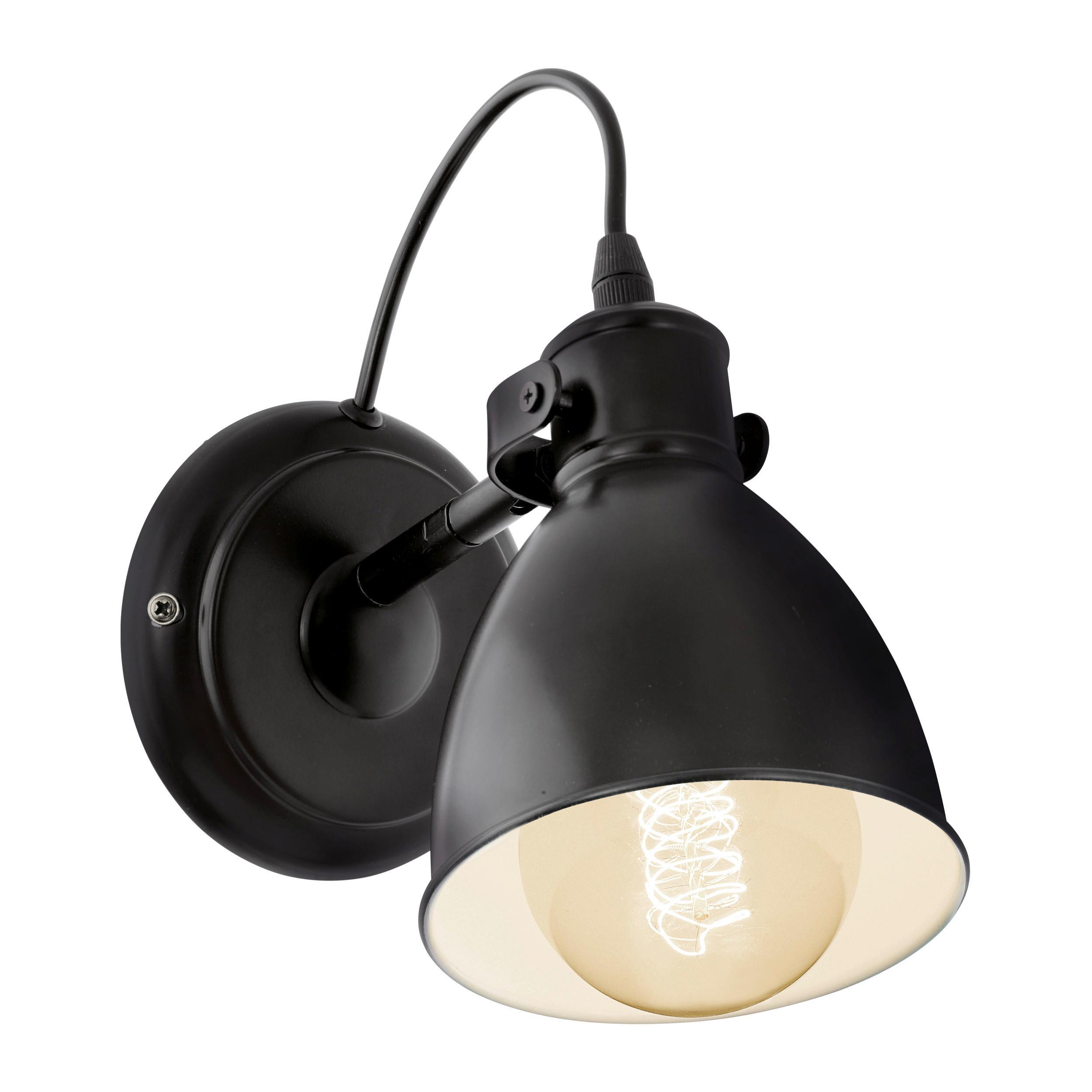 Wandleuchte Priddy 1-Flammig Industrial Design - Schwarz/Weiß, Basics, Metall (13cm) - Eglo
