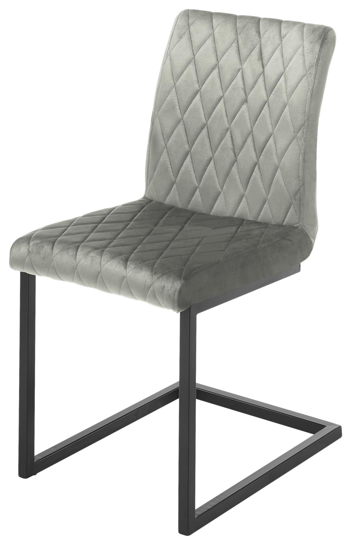 Schwingstuhl Kian Grau Gepolstert - Schwarz/Grau, MODERN, Textil/Metall (47/86/63cm) - MID.YOU