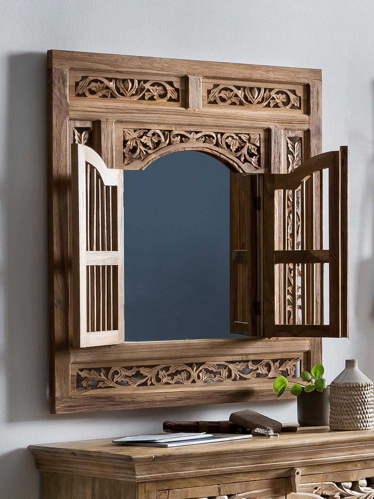 SPIEGEL Naturfarben B: 80cm - Naturfarben, Design, Glas/Holz (80/90/3,5cm) - MID.YOU