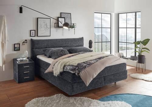 Boxspringbett Zandvoort 6 - Anthrazit/Schwarz, MODERN, Holzwerkstoff/Textil (180/200cm) - MID.YOU