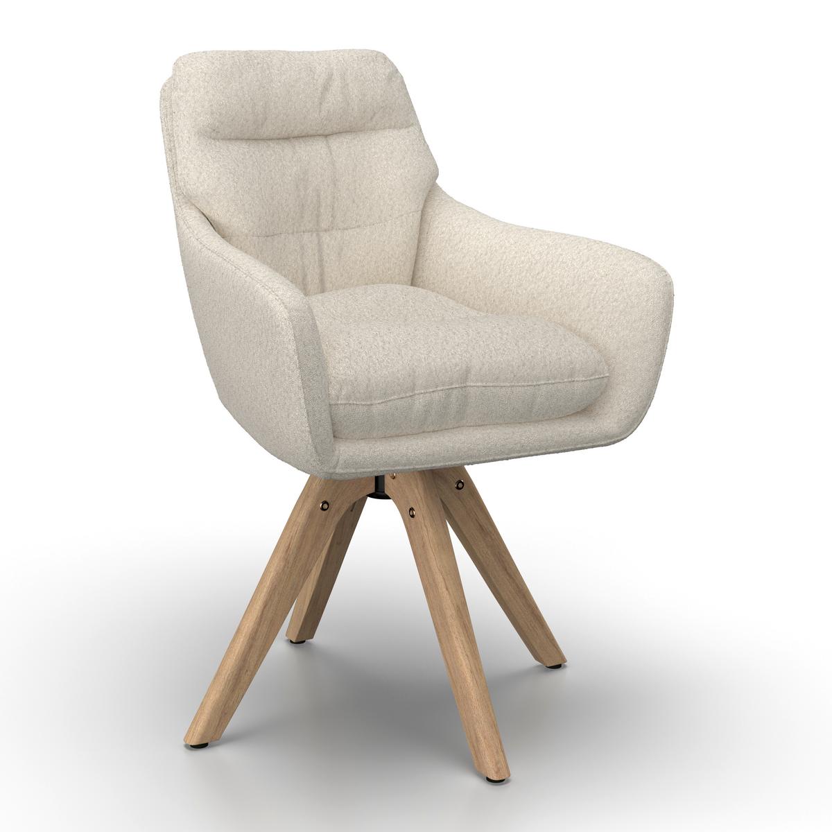 STOLIČKA S PODRÚČKAMI JUANA - krémová/prírodná farba, Modern, drevo/textil (61/93/65cm) - Bessagi Home