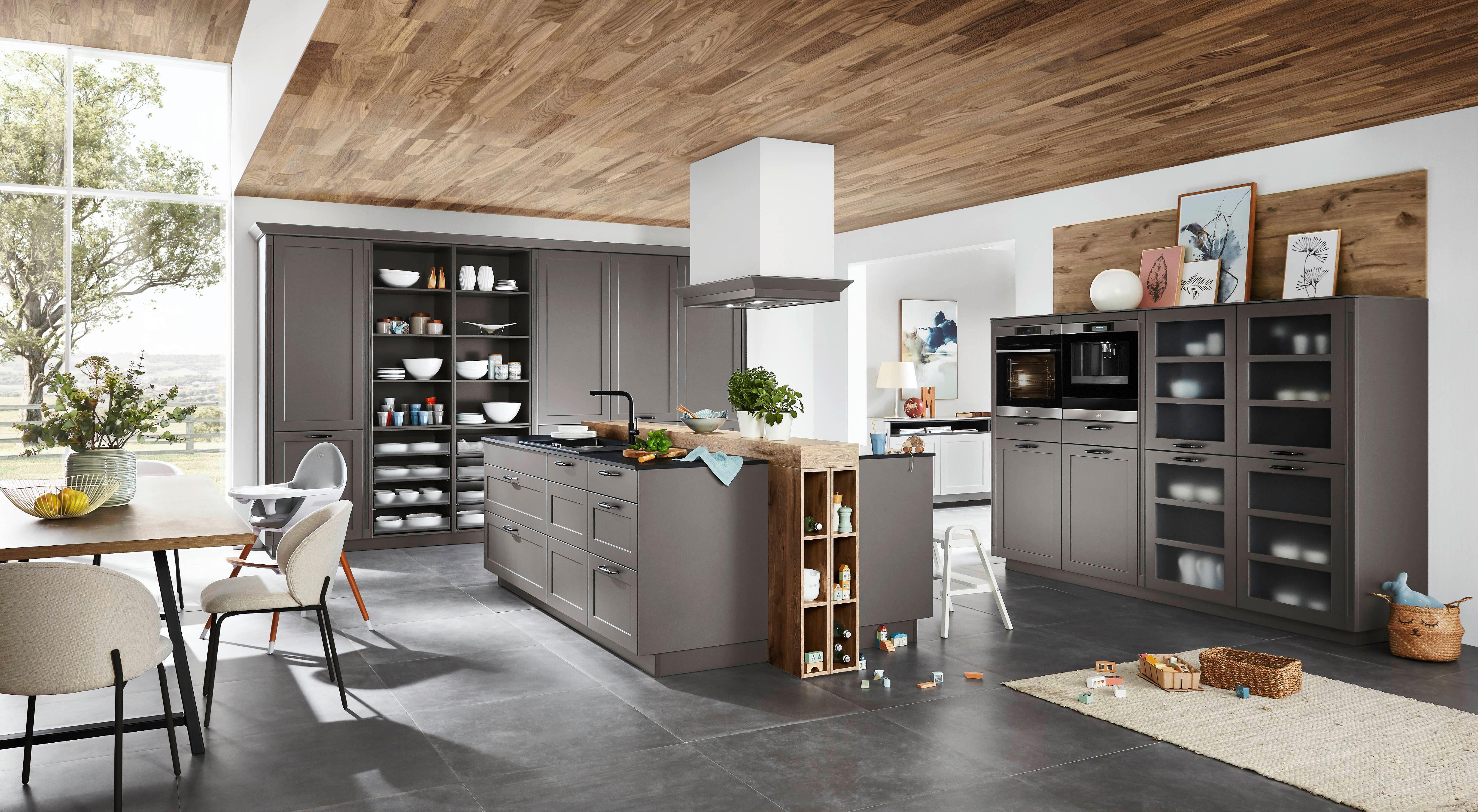 Einbauküche Neapel Frei Planbar Landhausstil - Weiß/Grau, MODERN, Holzwerkstoff - Vertico