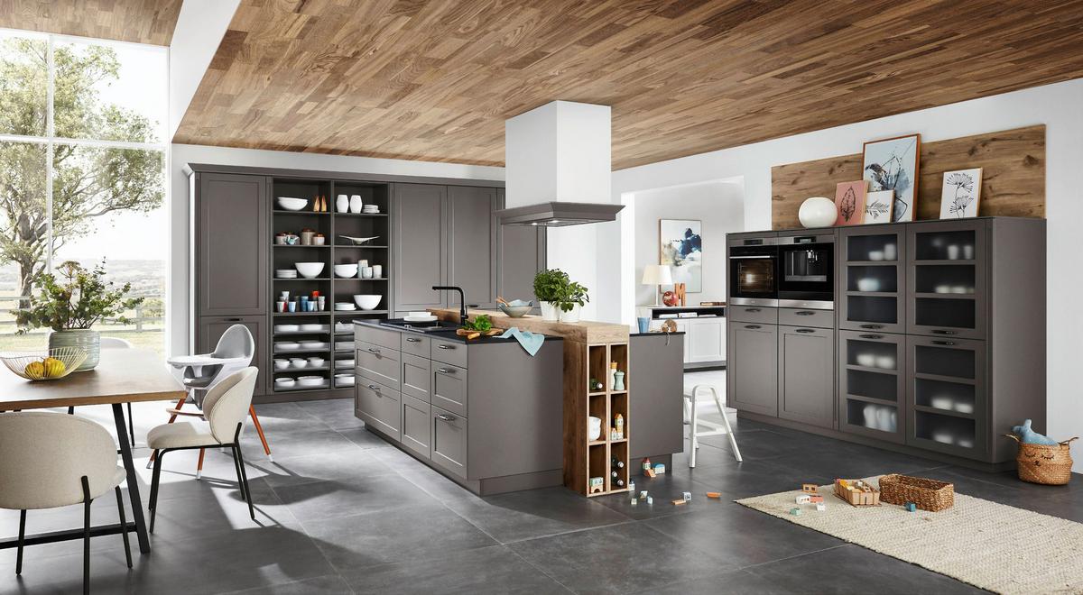 Einbauküche Neapel Frei Planbar Landhausstil - Weiß/Grau, MODERN, Holzwerkstoff - Vertico