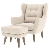 Sesselset Henry Silberfarben: B: 91 cm - Eichefarben/Silberfarben, KONVENTIONELL, Textil (91/104/94cm) - Trendmanufaktur