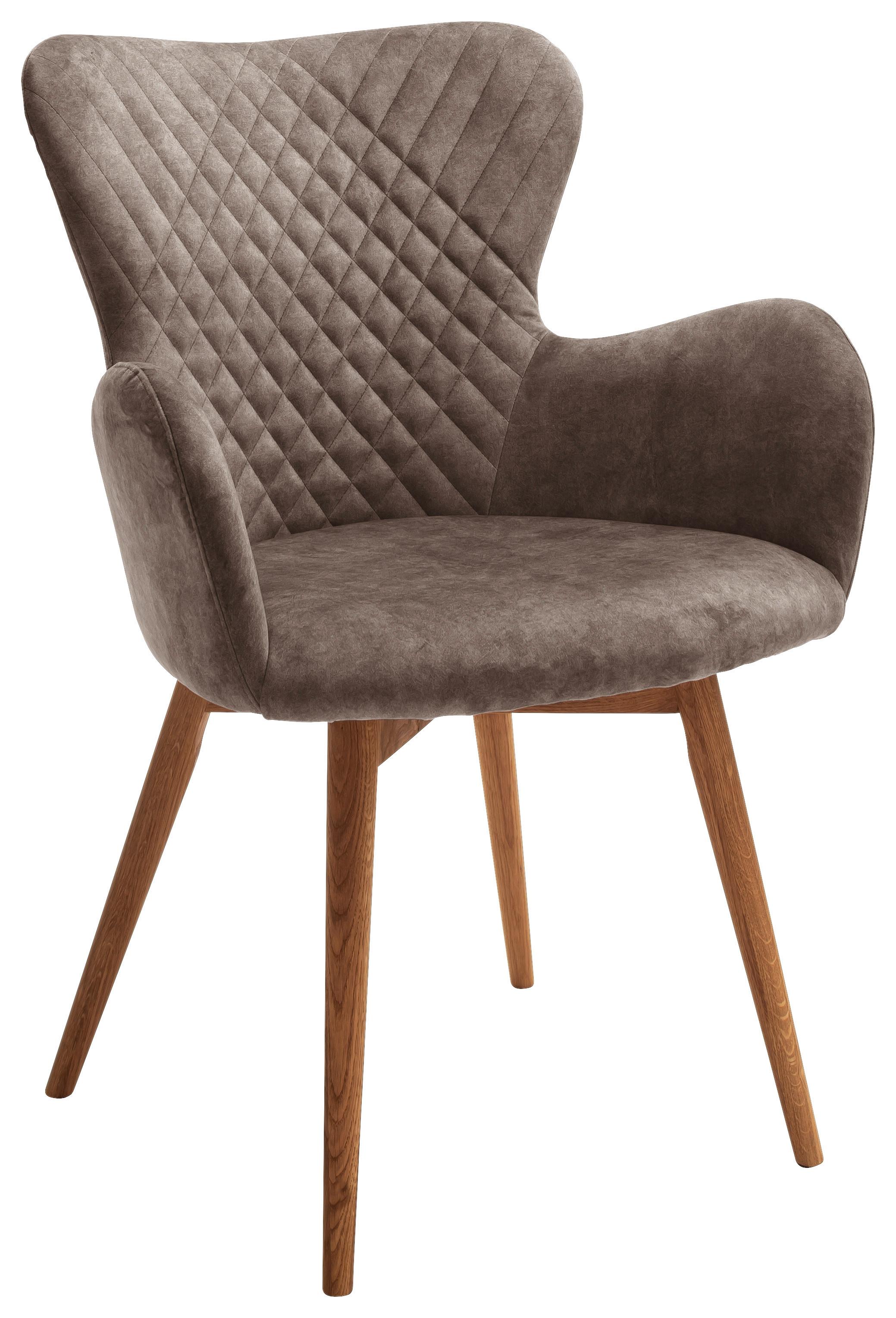 Armlehnstuhl Sarander - Eichefarben/Cappuccino, Natur, Holz/Textil (62/87/65cm) - MID.YOU