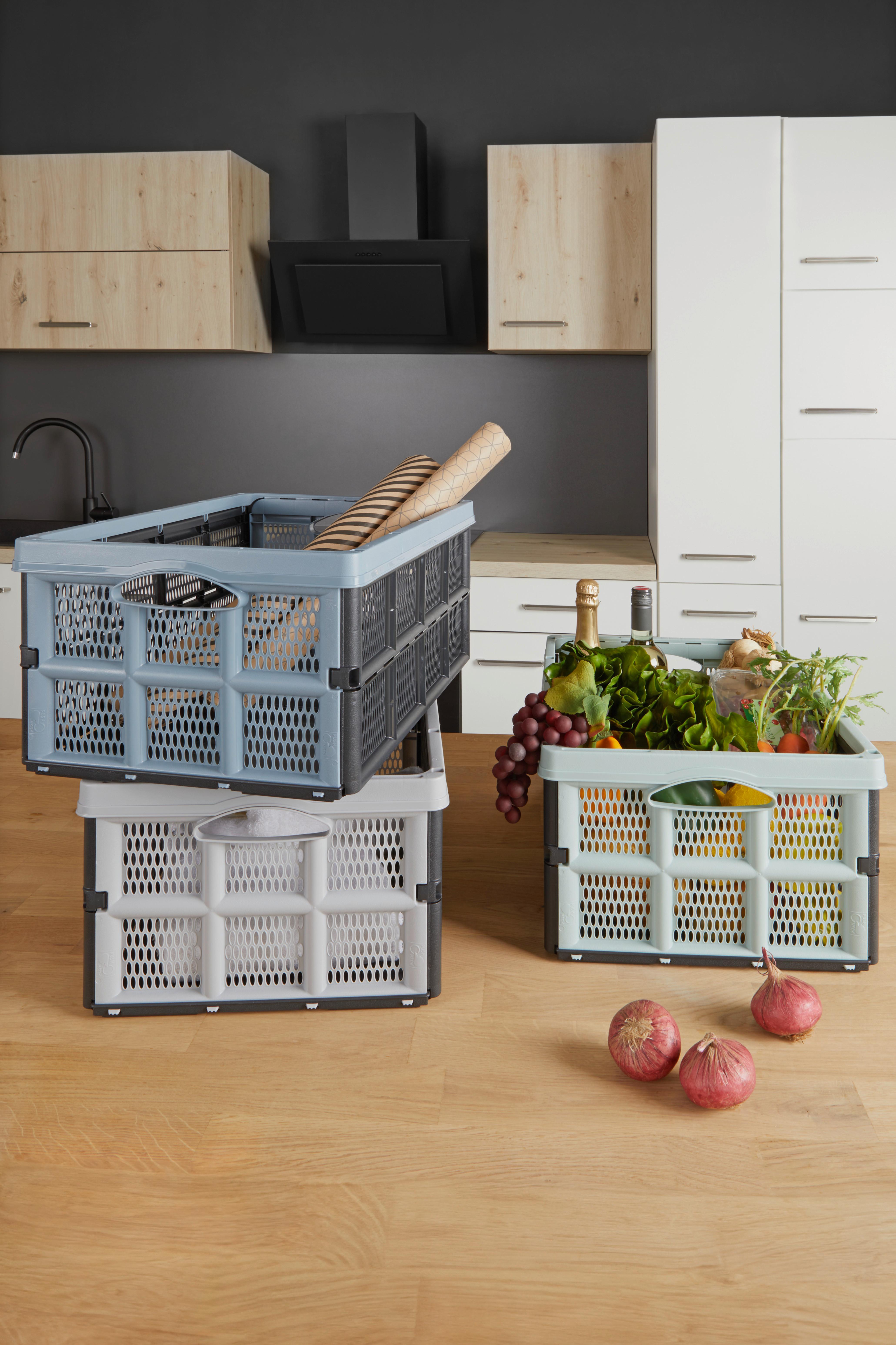 Klappbox Theodor *ph* - Sandfarben/Pastellblau, KONVENTIONELL, Kunststoff (51/34/23cm) - Ondega