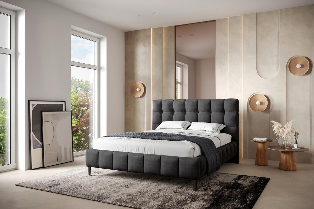 Polsterbett Mit Lattenrost 140x200 Cm Magic Anthrazit - Anthrazit/Schwarz, MODERN, Holzwerkstoff/Textil (140/200cm) - MID.YOU