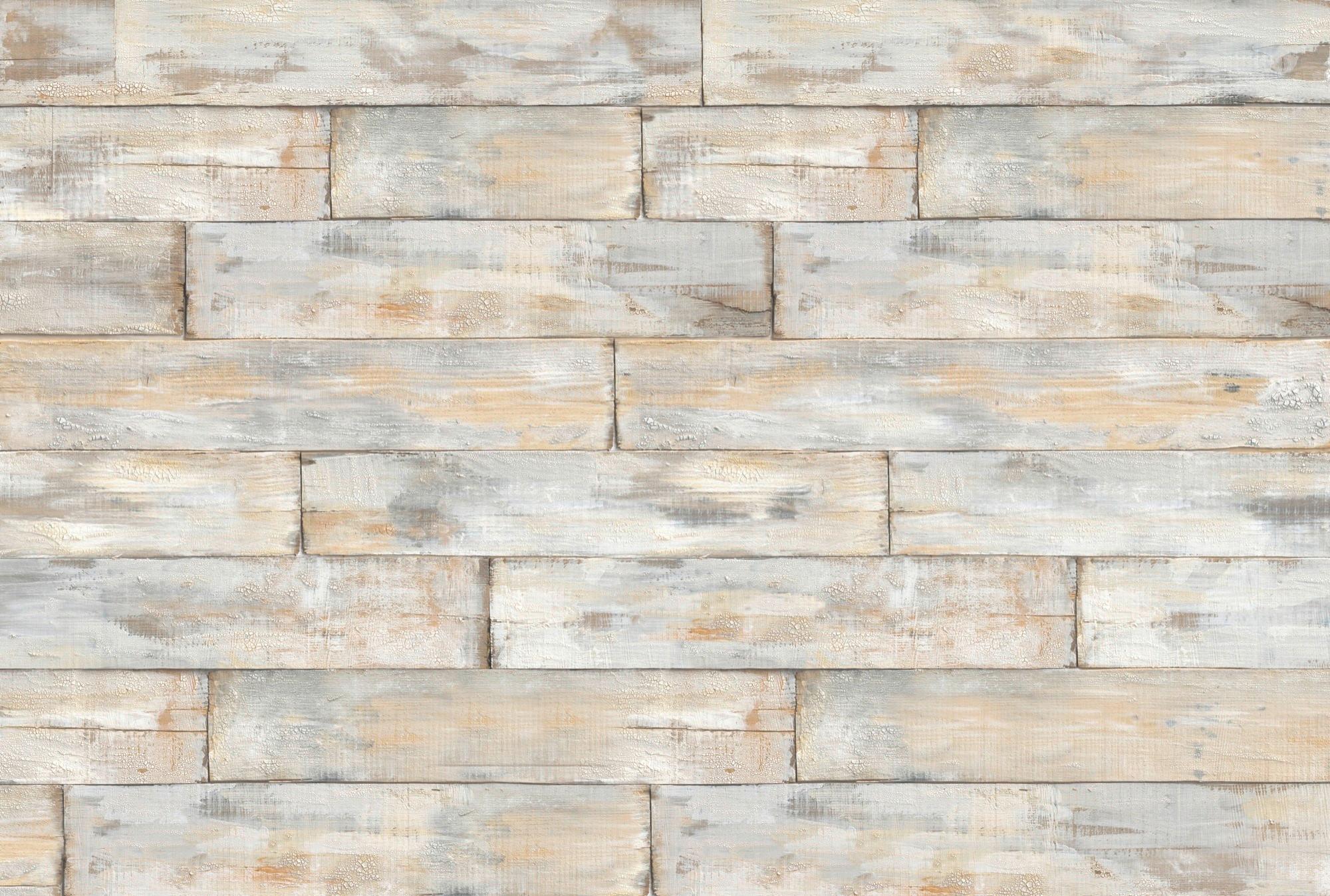 Vliestapete Holzoptik - Beige/Braun, ROMANTIK / LANDHAUS, Papier (368/248cm)