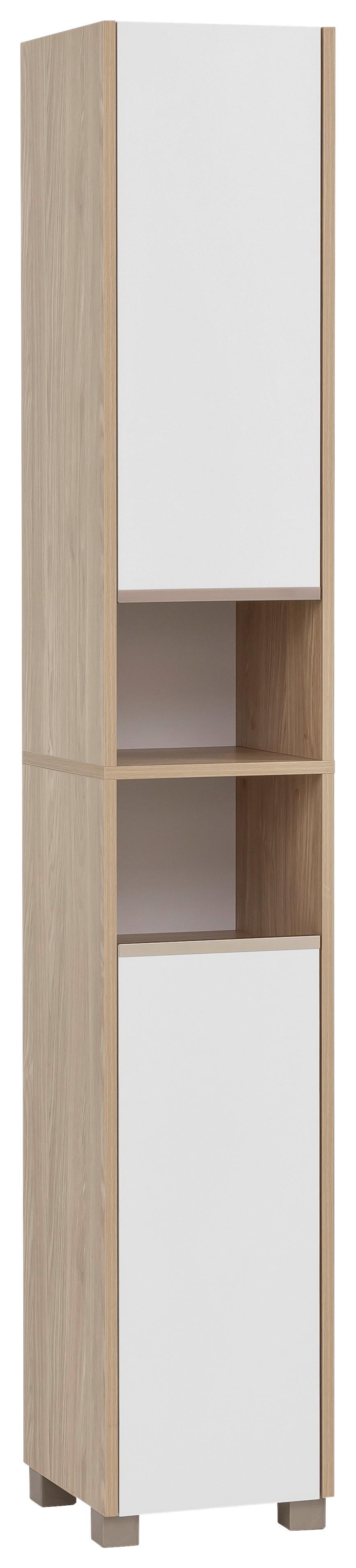 Hochschrank Juba H 300 - Eichefarben/Weiß, MODERN, Holzwerkstoff (30,3/186,5/33,1cm) - MID.YOU