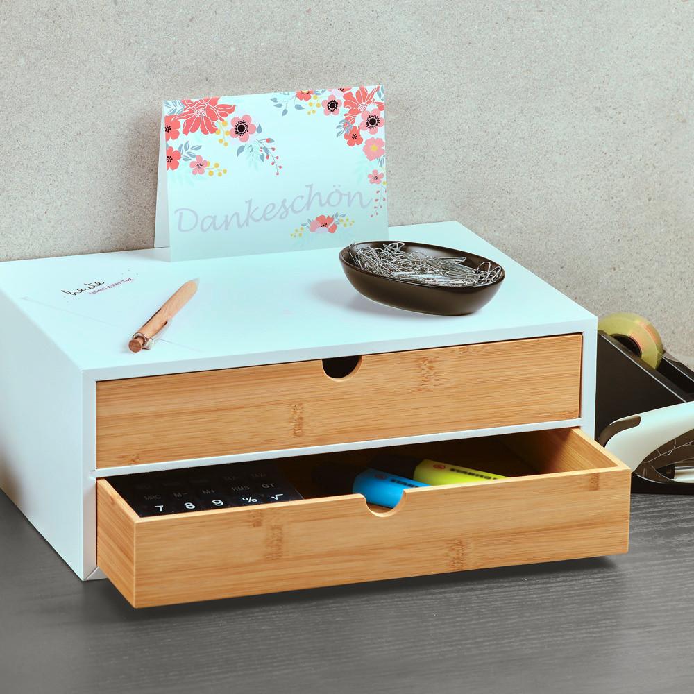 Schubladenbox Organizer - Hellbraun/Weiß, Basics, Holz/Holzwerkstoff (33,5/21,5/14cm) - Kesper