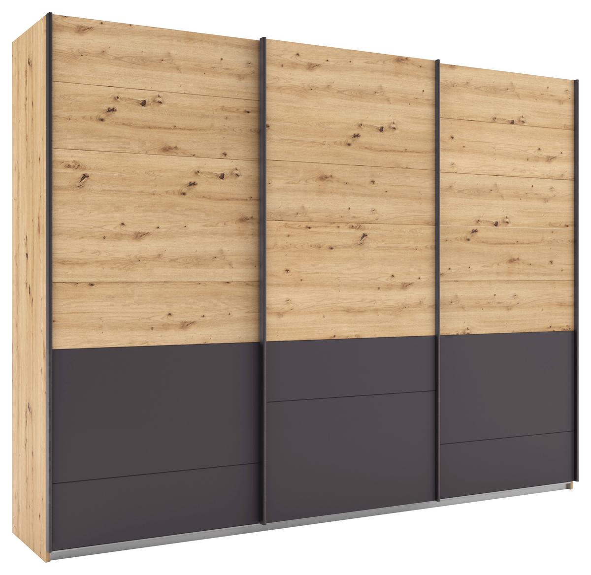 Schwebetürenschrank Bilbao Eiche Artisan/Grau B: 271 cm - Eiche Artisan/Grau, MODERN, Holzwerkstoff (271/210/62cm) - Rauch Möbel