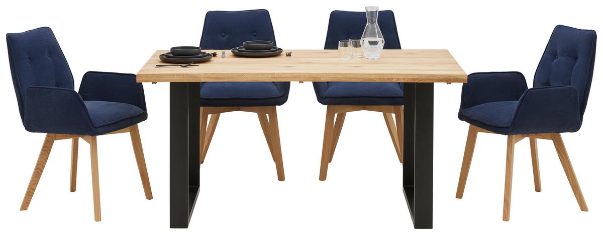 Esstisch Wood 160x75 Cm Eiche - Schwarz/Naturfarben, KONVENTIONELL, Holz/Metall (160/75/90cm) - James Wood