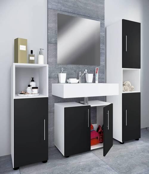 Badmöbel-Set 4-Tlg. Flandu II B: 122 cm Schwarz/Weiß - Schwarz/Weiß, MODERN, Holzwerkstoff (122cm) - MID.YOU