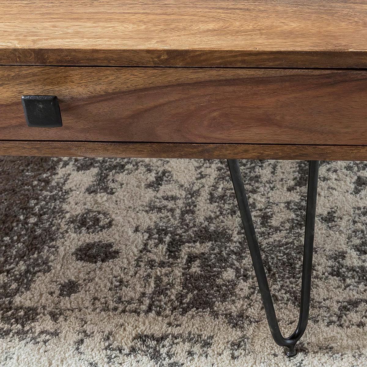Couchtisch Holz Mit Stauraum Bagli, Sheesham/schwarz - Sheeshamfarben/Schwarz, Design, Holz/Metall (117/60/40cm) - MID.YOU
