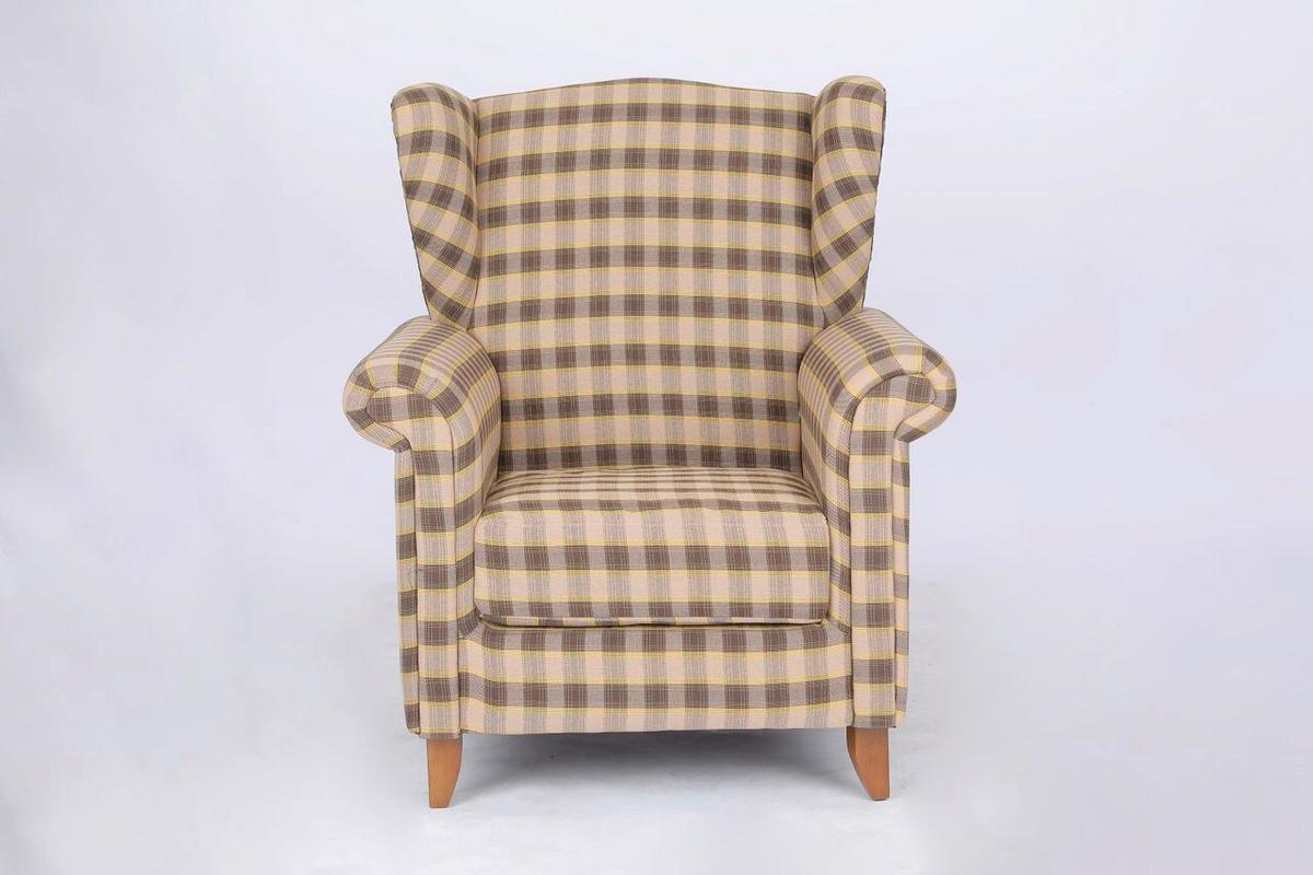 Polstersessel Loretta, braun kariert, ca. 86x81x105 cm - Basics (86/81cm)