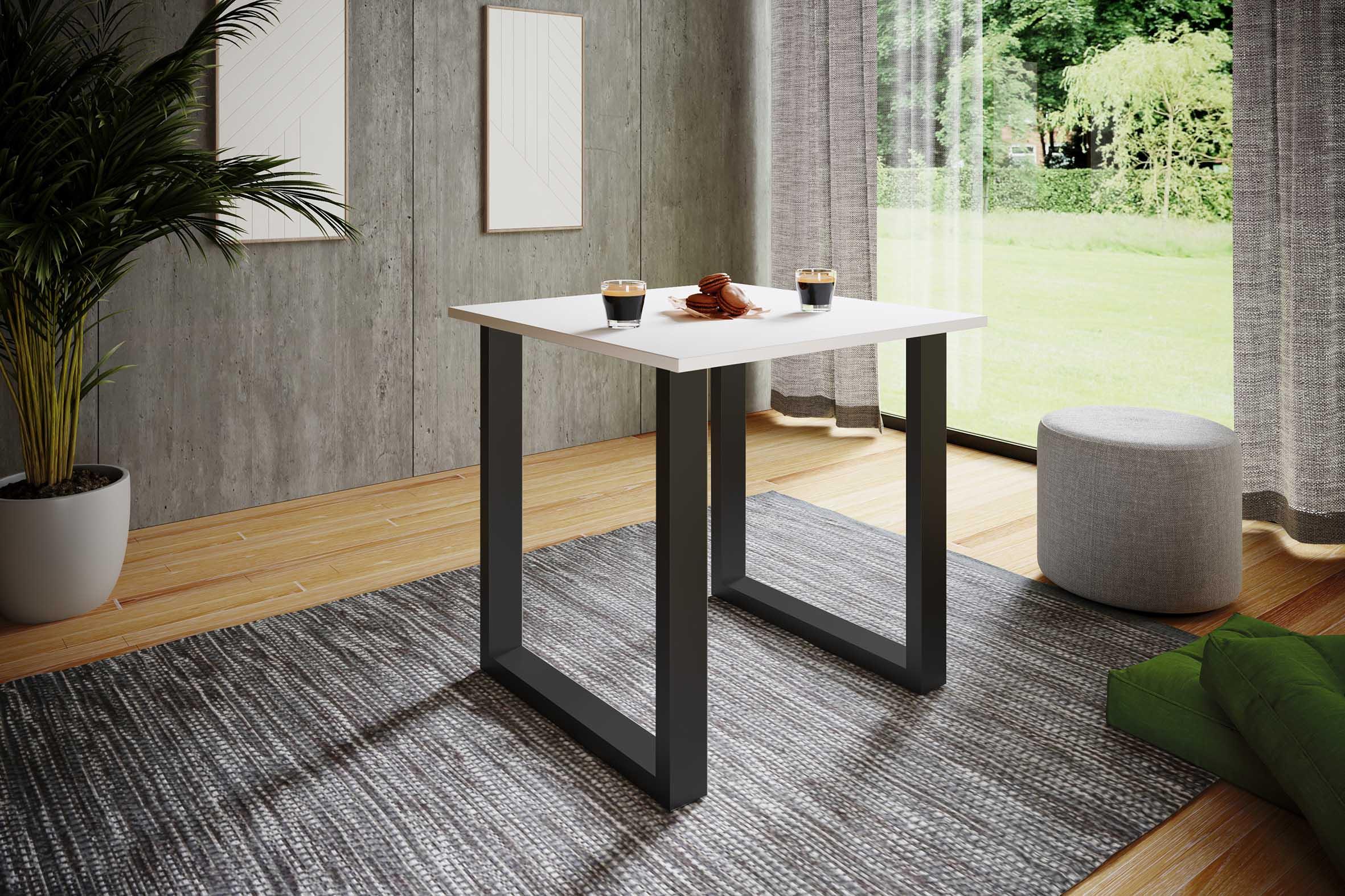 Esstisch Xona 80x50 cm Schwarz/Weiß - Schwarz/Weiß, Basics, Holzwerkstoff/Metall (80/50/76cm) - MID.YOU