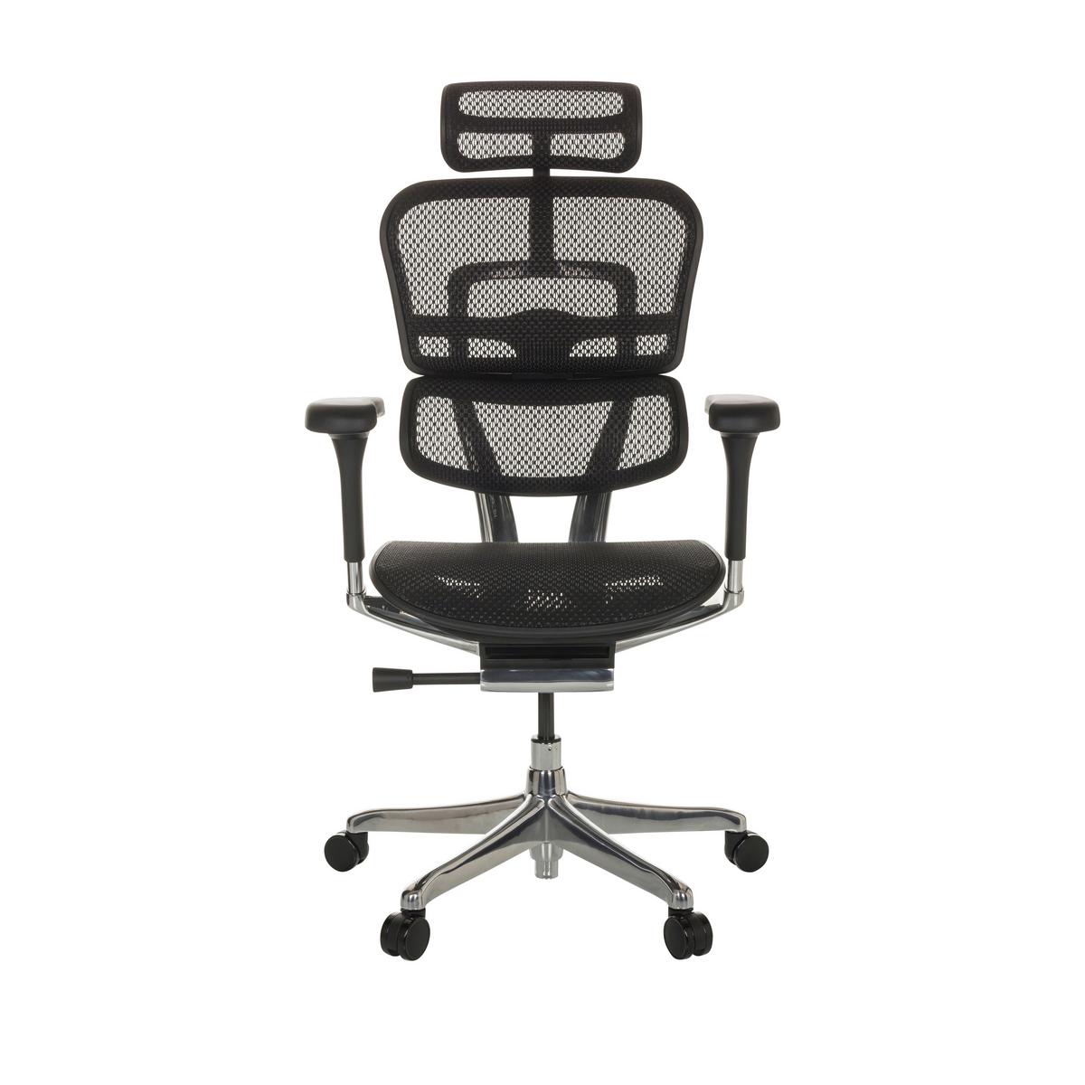 Drehstuhl Ergohuman I - Silberfarben/Schwarz, Basics, Kunststoff/Textil (69/119-144/65cm) - MID.YOU