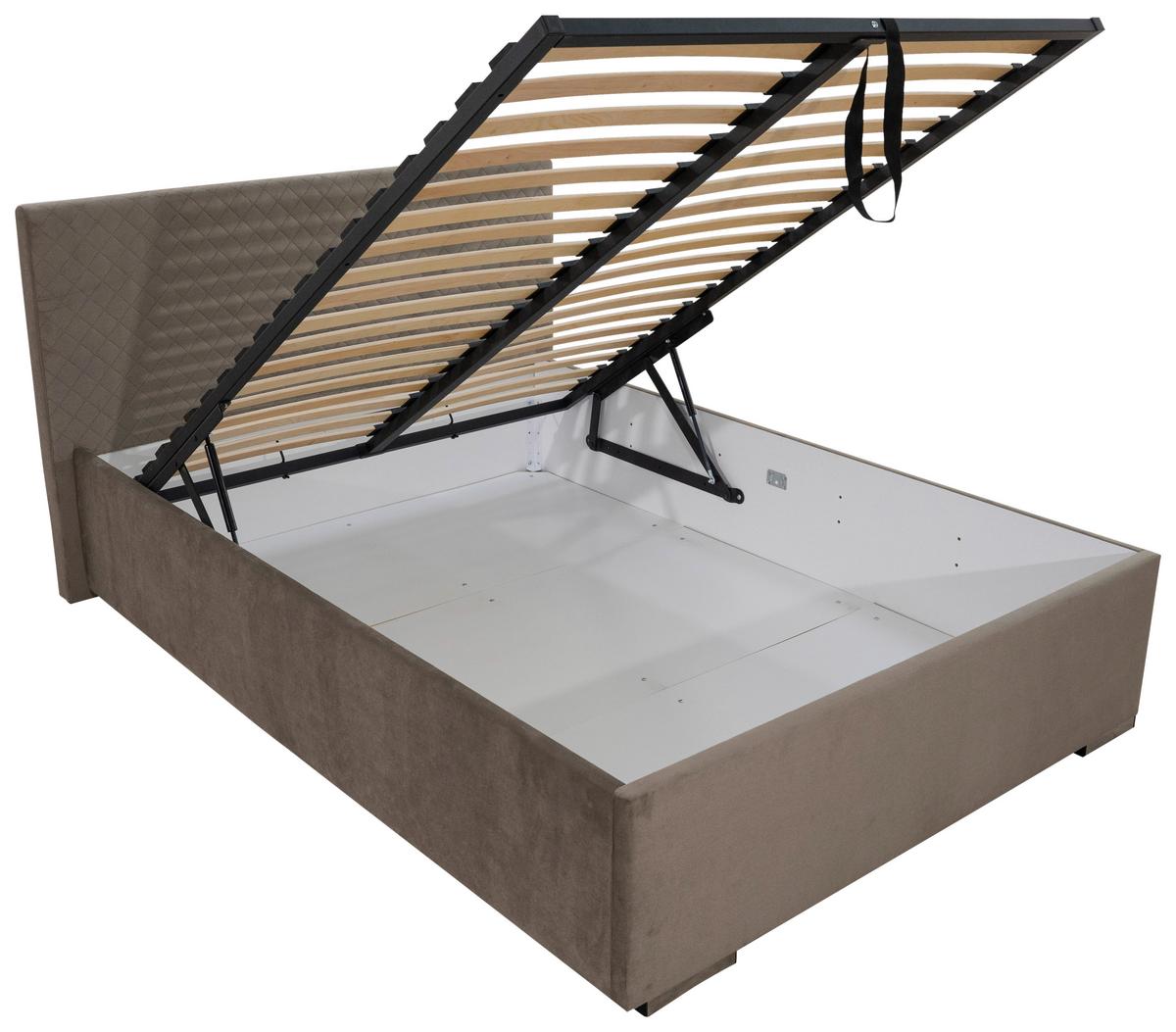 Polsterbett mit Bettkasten 160x200 cm Syntia - Chromfarben/Beige, MODERN, Holz/Textil (160/200cm) - MID.YOU