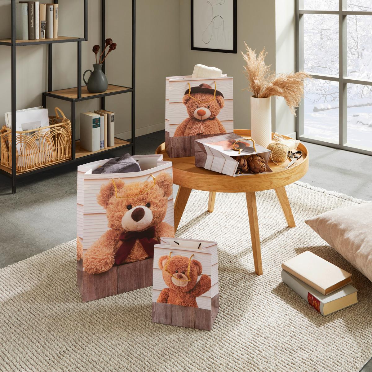 Geschenktasche Teddy Größe: Xl - Blau/Pink, Basics, Karton (31/42/12cm)