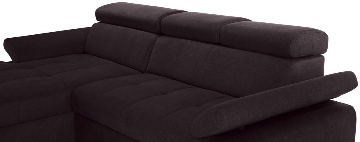 Ecksofa Mit Bettkasten Perry Aubergine 292x183 Cm - Silberfarben/Aubergine, Design, Textil (183/292cm) - Livetastic