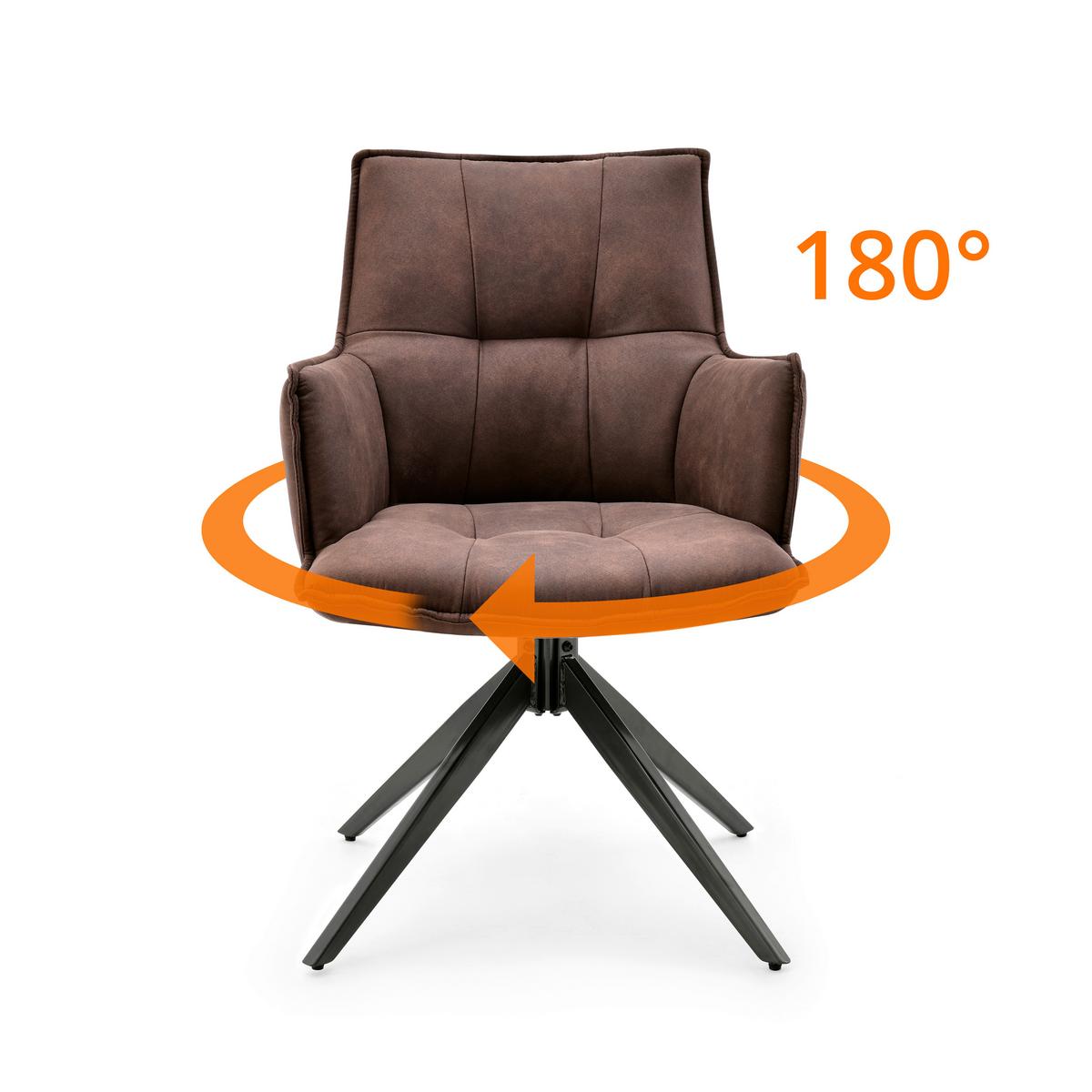 ARMLEHNSTUHL Tavaro Braun B: 59cm - Schwarz/Braun, MODERN, Textil/Metall (59/85/63cm) - MID.YOU