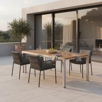 Gartentisch Keros Echtholz Akazie L: 150 Cm - Silberfarben/Akaziefarben, KONVENTIONELL, Holz/Metall (150/80/74cm) - Gardenson