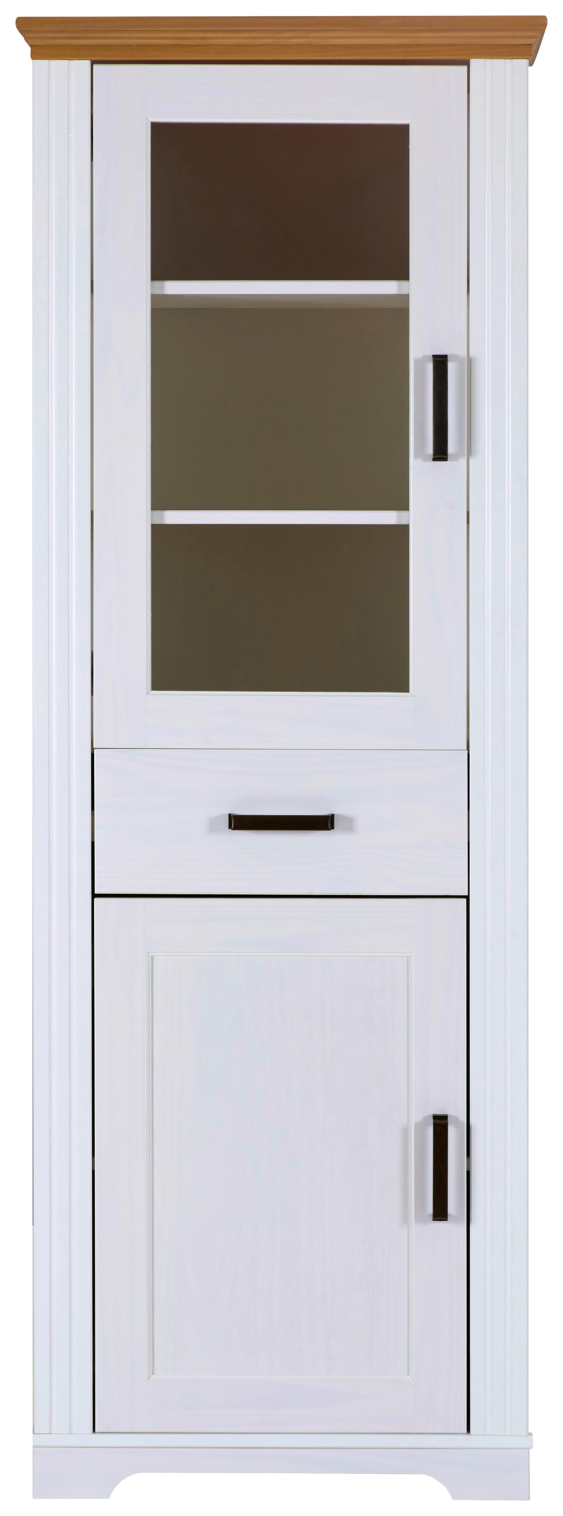 Vitrine Maluno - Eichefarben/Weiß, MODERN, Holz (68/193/41cm) - Livetastic