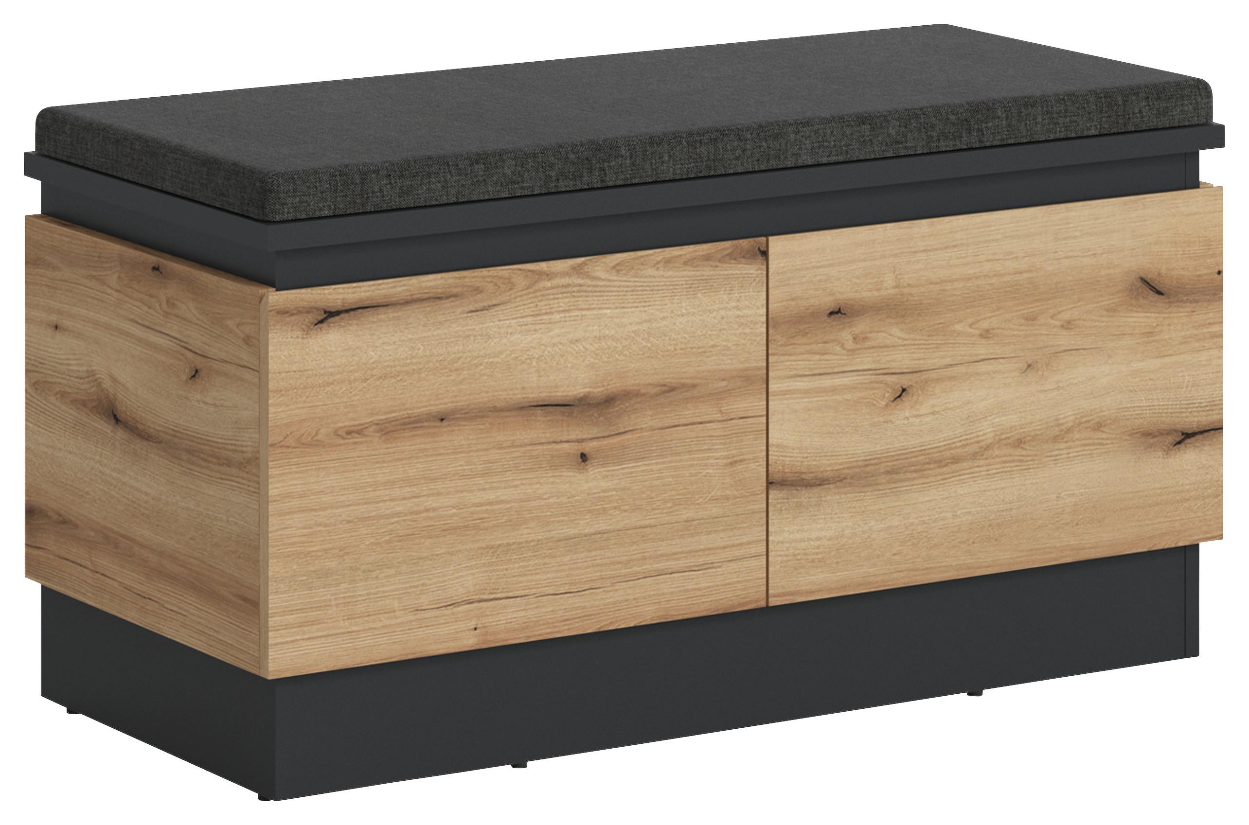 Garderobenbank Corte - Eichefarben/Grau, Trend, Holzwerkstoff (100,6/53,8/45cm)