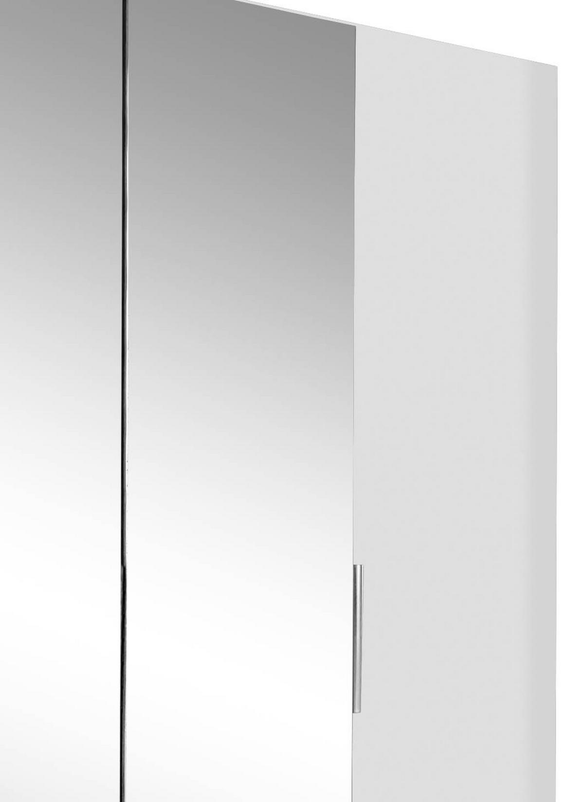 Drehtürenschrank Mit Spiegel 200cm Level 36a, Weiß Dekor - Silberfarben/Weiß, MODERN, Glas/Holzwerkstoff (200/216/58cm) - MID.YOU