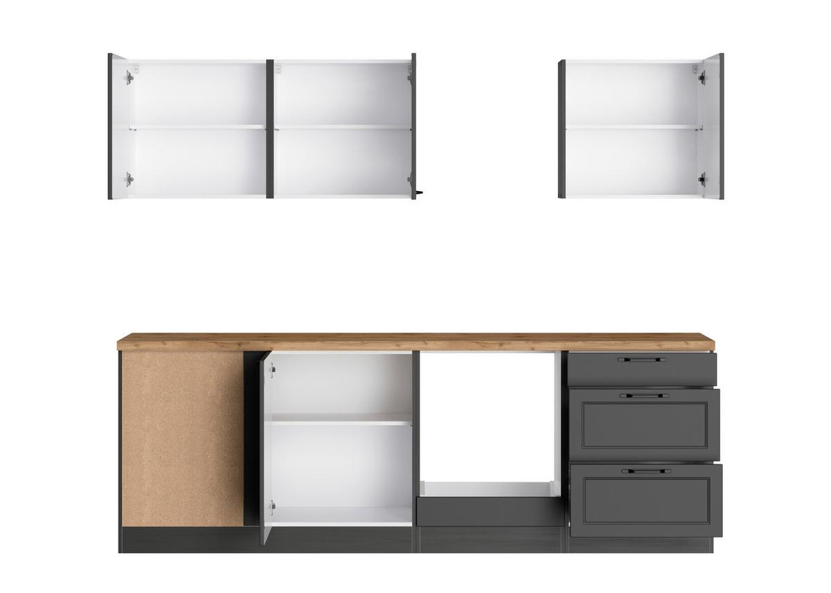 Eckküche Meran Ohne Geräten 240x240 Cm Grau/eiche Dekor - Eiche Wotan/Grau, LIFESTYLE, Holzwerkstoff (240/240cm) - Held