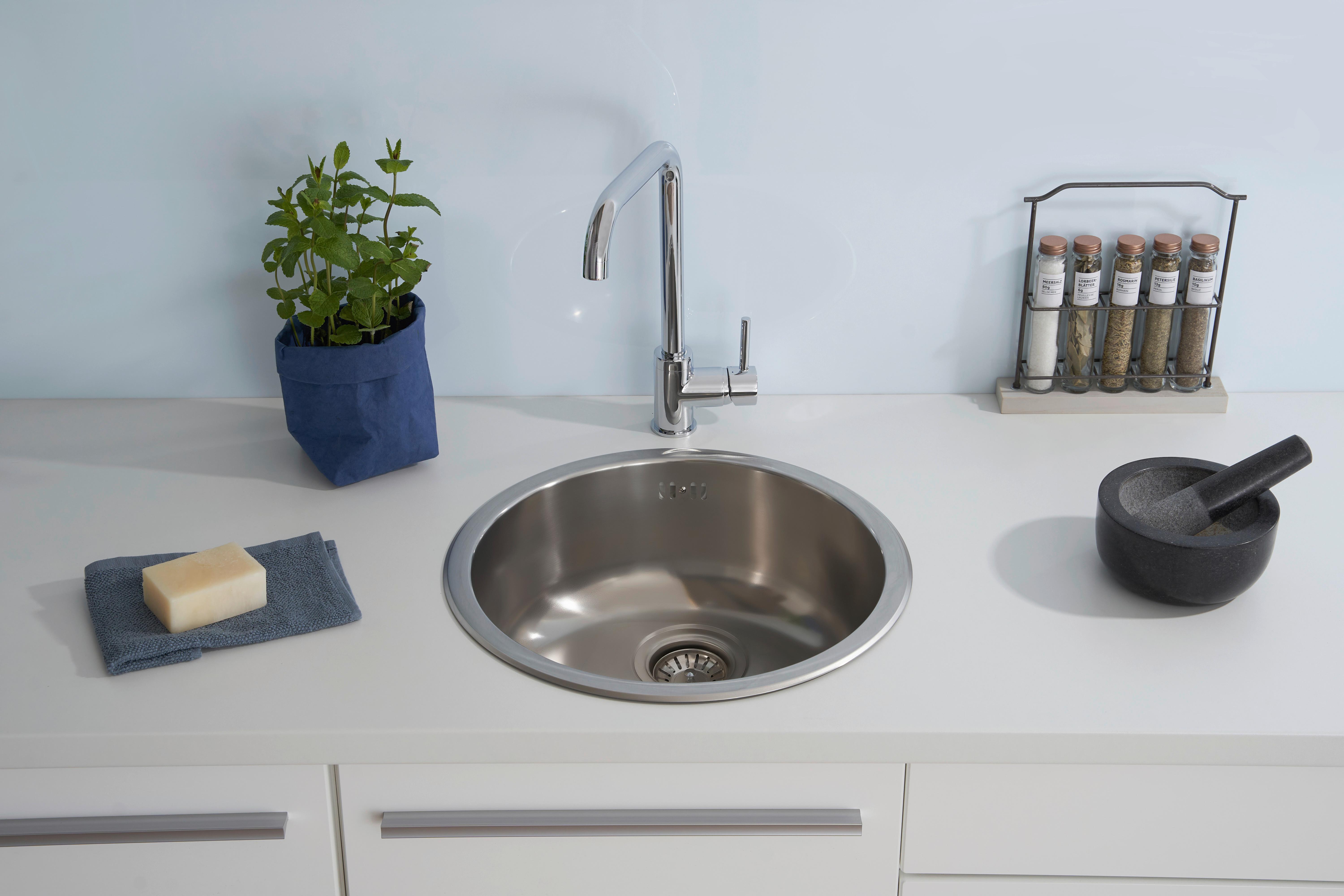 Spüle Respekta Inox Edelstahl Bxt: 44,6x44,6 cm - Edelstahlfarben, Trend, Metall (44,6/17/44,6cm) - Respekta