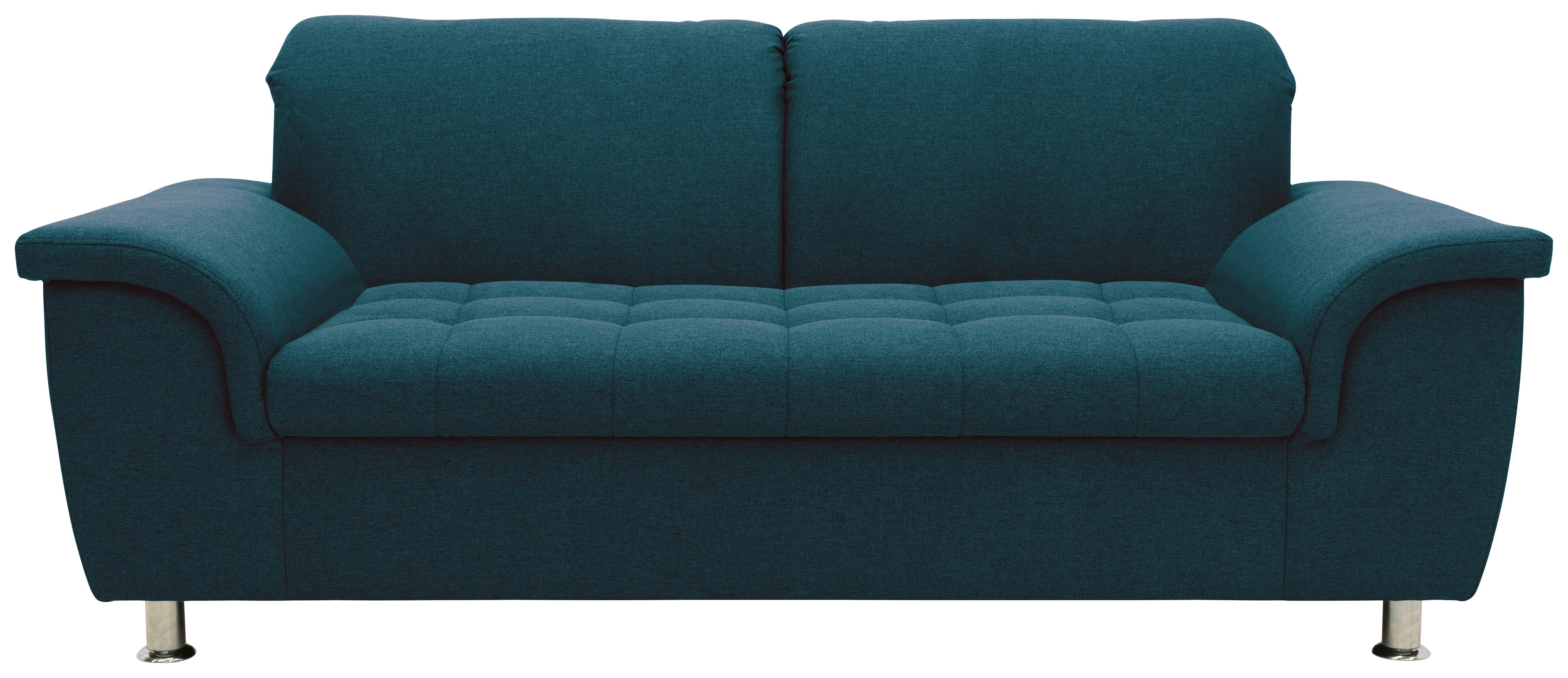 2-sitzer-sofa Franzi Kopfteil Verstellbar Petrol - Chromfarben/Dunkelblau, KONVENTIONELL, Textil (190/81/105cm) - MID.YOU