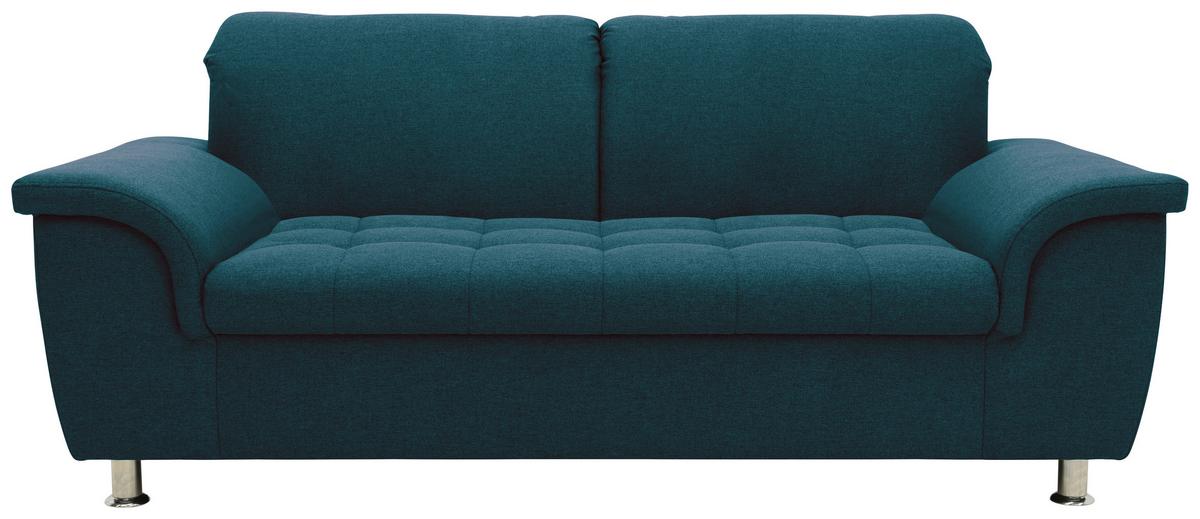 2-Sitzer-Sofa Franzi Kopfteil verstellbar Petrol - Chromfarben/Dunkelblau, KONVENTIONELL, Textil (190/81/105cm) - MID.YOU