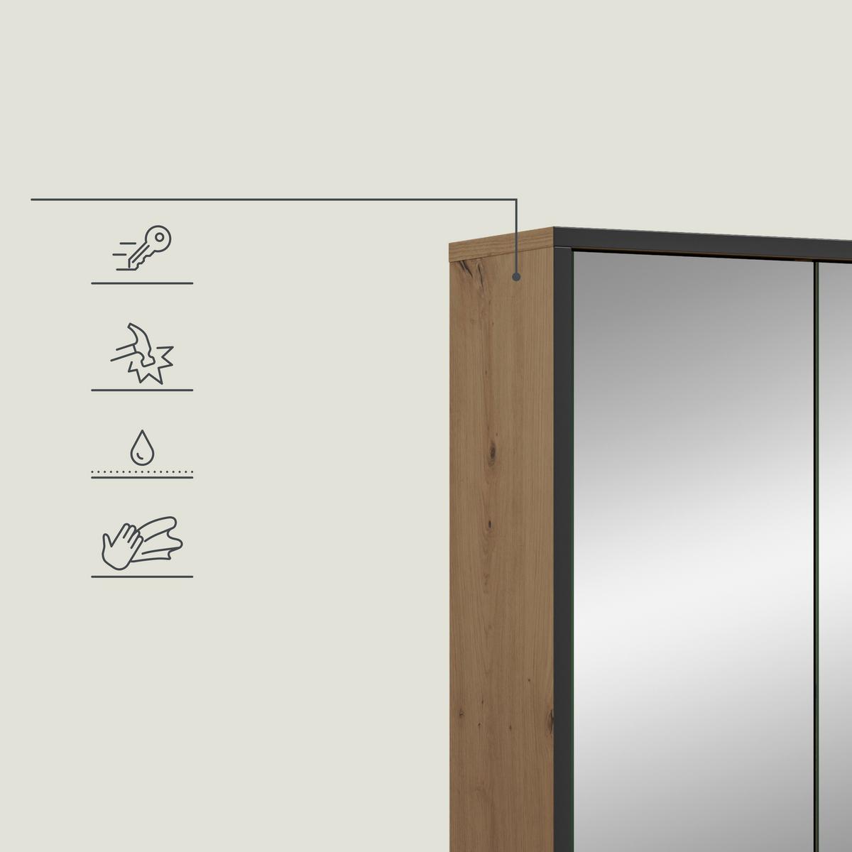 Spiegelschrank Bagno Eiche Artisan Dekor B: 80cm - Eiche Artisan, Trend, Glas/Holzwerkstoff (80/68/19cm) - MID.YOU