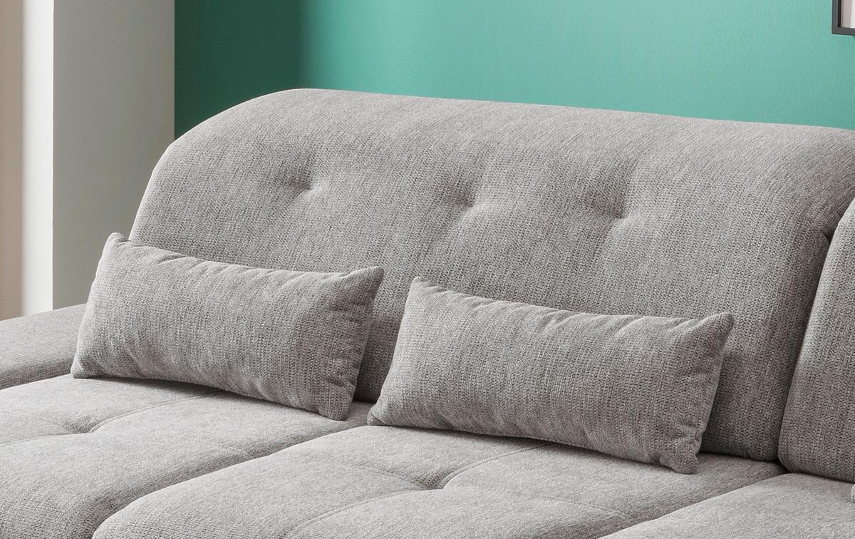 Ecksofa Mit Schlaffunktion Dalida Silberfarben Chenille - Chromfarben/Silberfarben, Design, Textil (300/196cm) - Livetastic