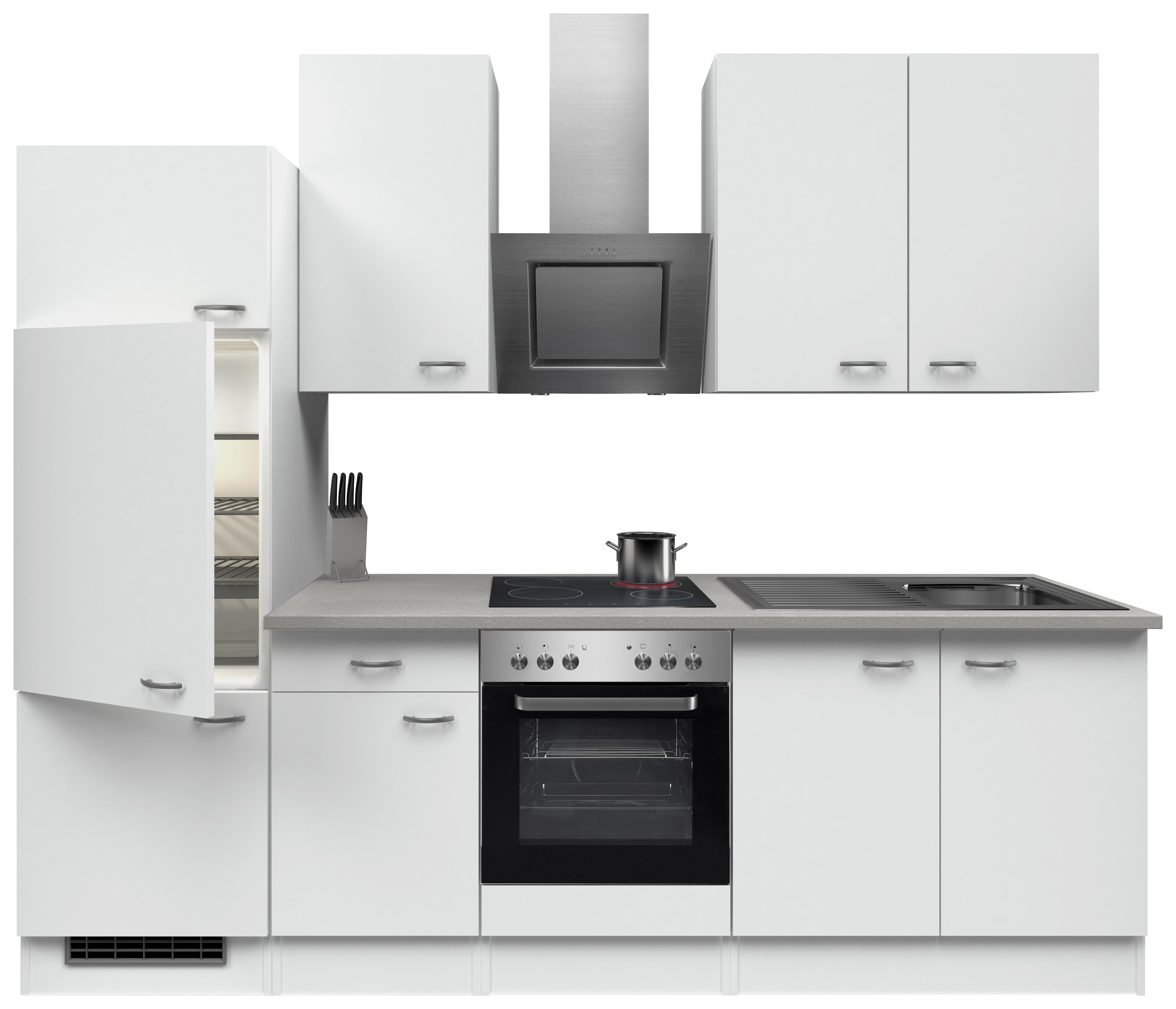 Küchenzeile Wito mit Geräten 270 cm Grau/Weiß Elegant - Edelstahlfarben/Weiß, MODERN, Holzwerkstoff (270cm) - MID.YOU