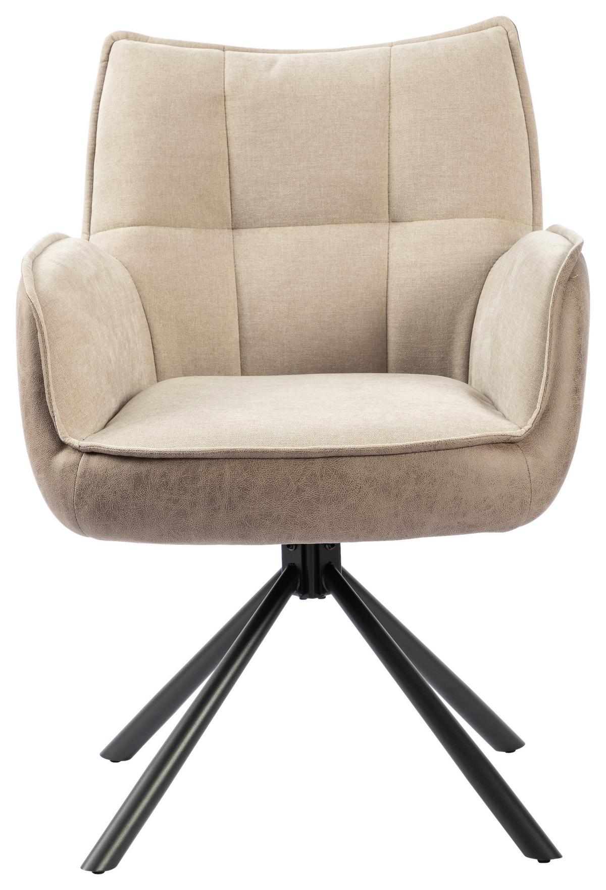 Armlehnstuhl Verona Beige B: 60 cm - Beige/Schwarz, MODERN, Textil/Metall (60/87/63cm) - MID.YOU