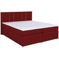 Boxspringbett Malta mit Topper Rot, 180x200 cm - Chromfarben/Rot, Basics, Holzwerkstoff/Textil (180/200cm) - P & B