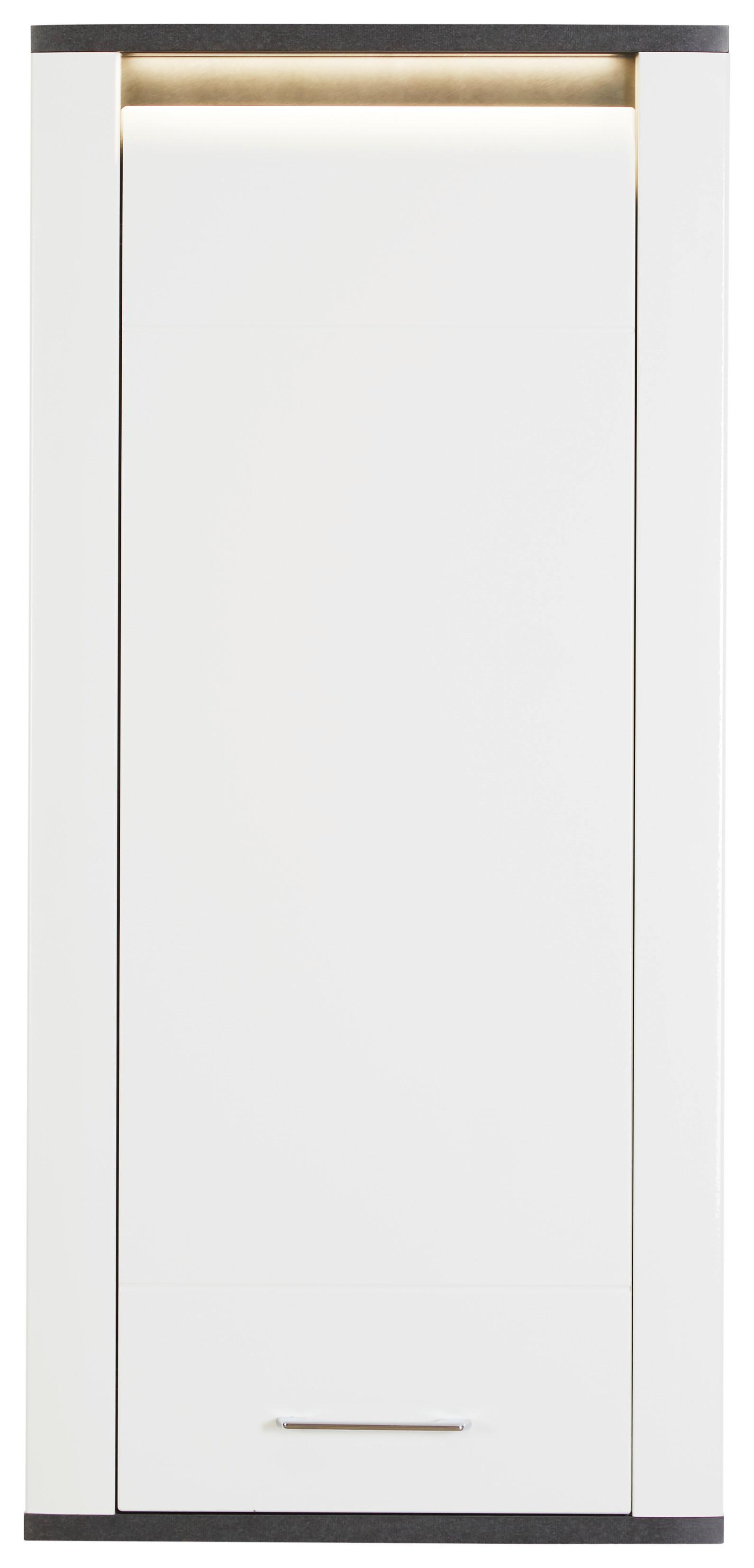 Hängeschrank Alassio B: 54,7cm Weiß/Matera Dekor mit Led - Graphitfarben/Weiß, MODERN, Holzwerkstoff (54,7/118,5/34cm) - Luca Bessoni