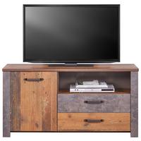 Tv-lowboard Ontario B: 131 Cm Eiche Dekor/betonoptik - Dunkelgrau/Eichefarben, Trend, Holzwerkstoff (131/67,7/41,5cm) - Ondega