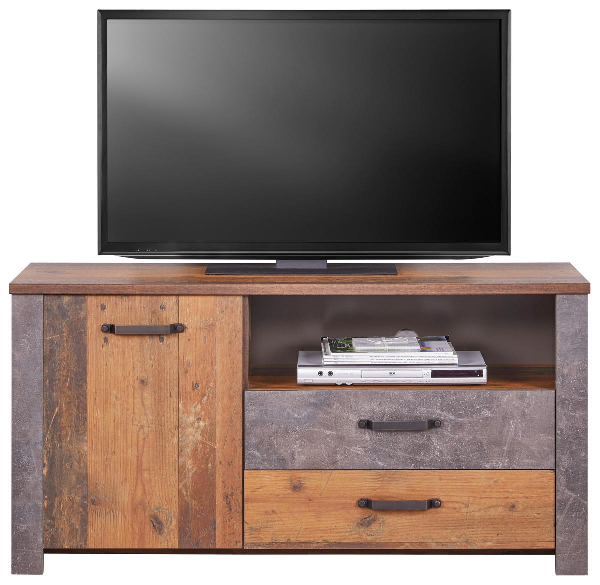 Tv-lowboard Ontario B: 131 Cm Eiche Dekor/betonoptik - Dunkelgrau/Eichefarben, Trend, Holzwerkstoff (131/67,7/41,5cm) - Ondega
