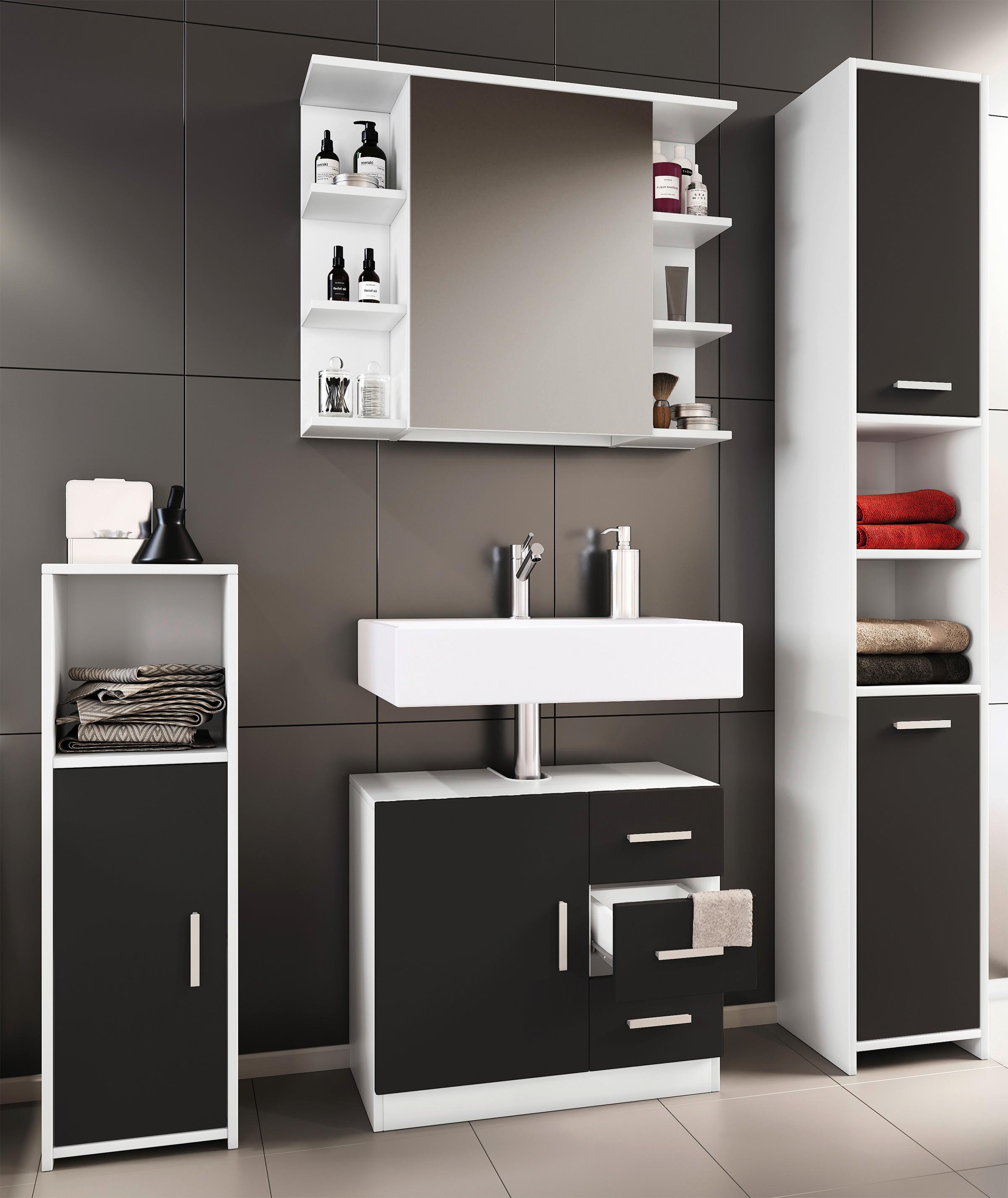 Badezimmer in Schwarz und Weiß