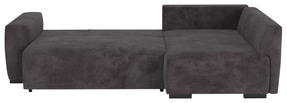 Ecksofa mit Bettfunktion Giro Mikrofaser schwarz, B: 252cm - Schwarz, Trend, Textil (252/86/170cm)