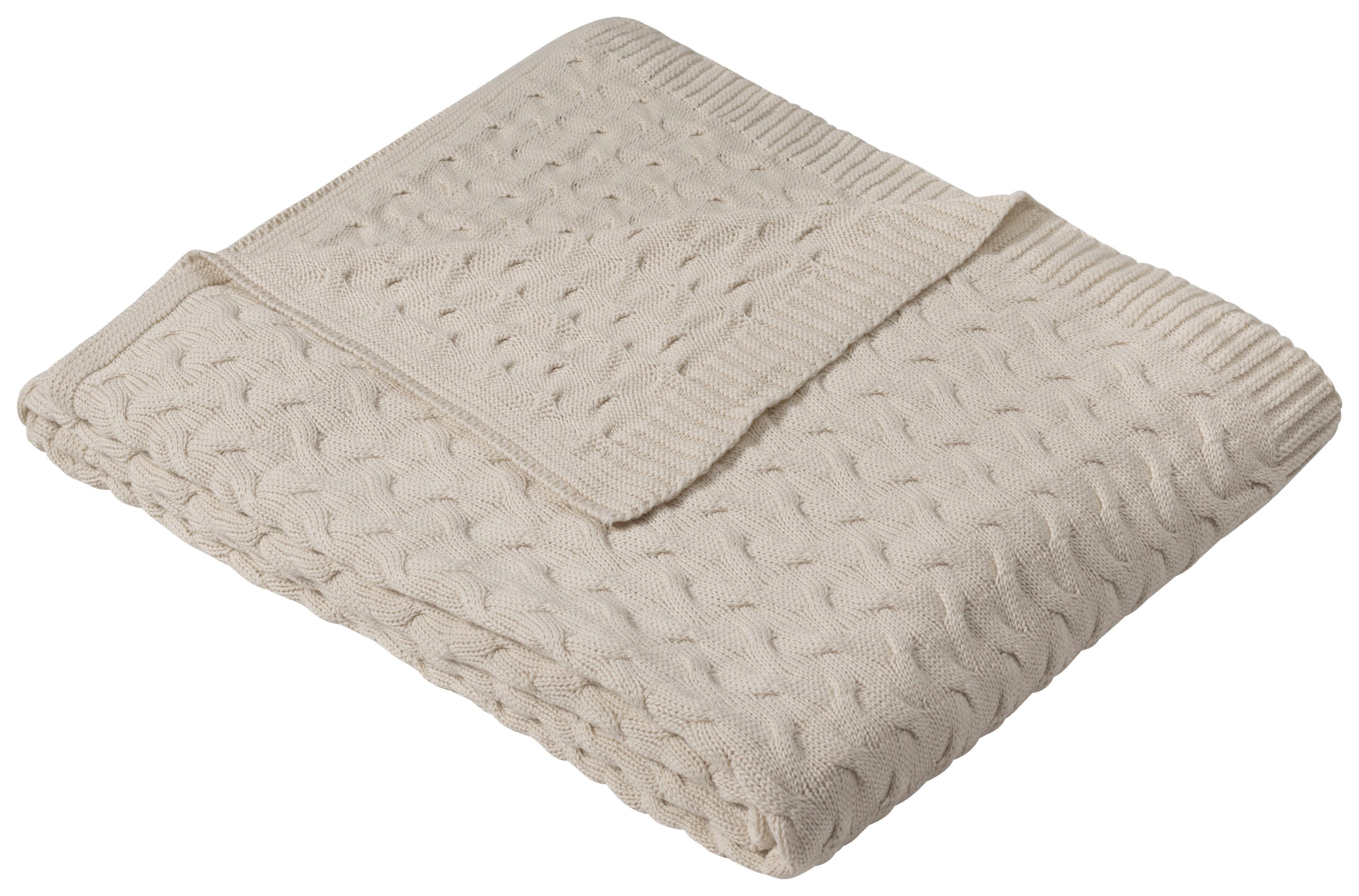 Kuscheldecke Somero Beige 150x200 Cm Gestrickt - Beige, KONVENTIONELL, Textil (150/200cm) - Ibena