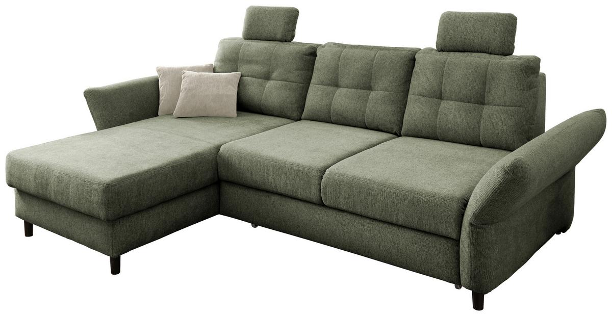 Ecksofa Brizzini Dunkelgrün S: 176x250-280 Cm - Dunkelgrün/Beige, MODERN, Textil (176/250-280cm) - Livetastic