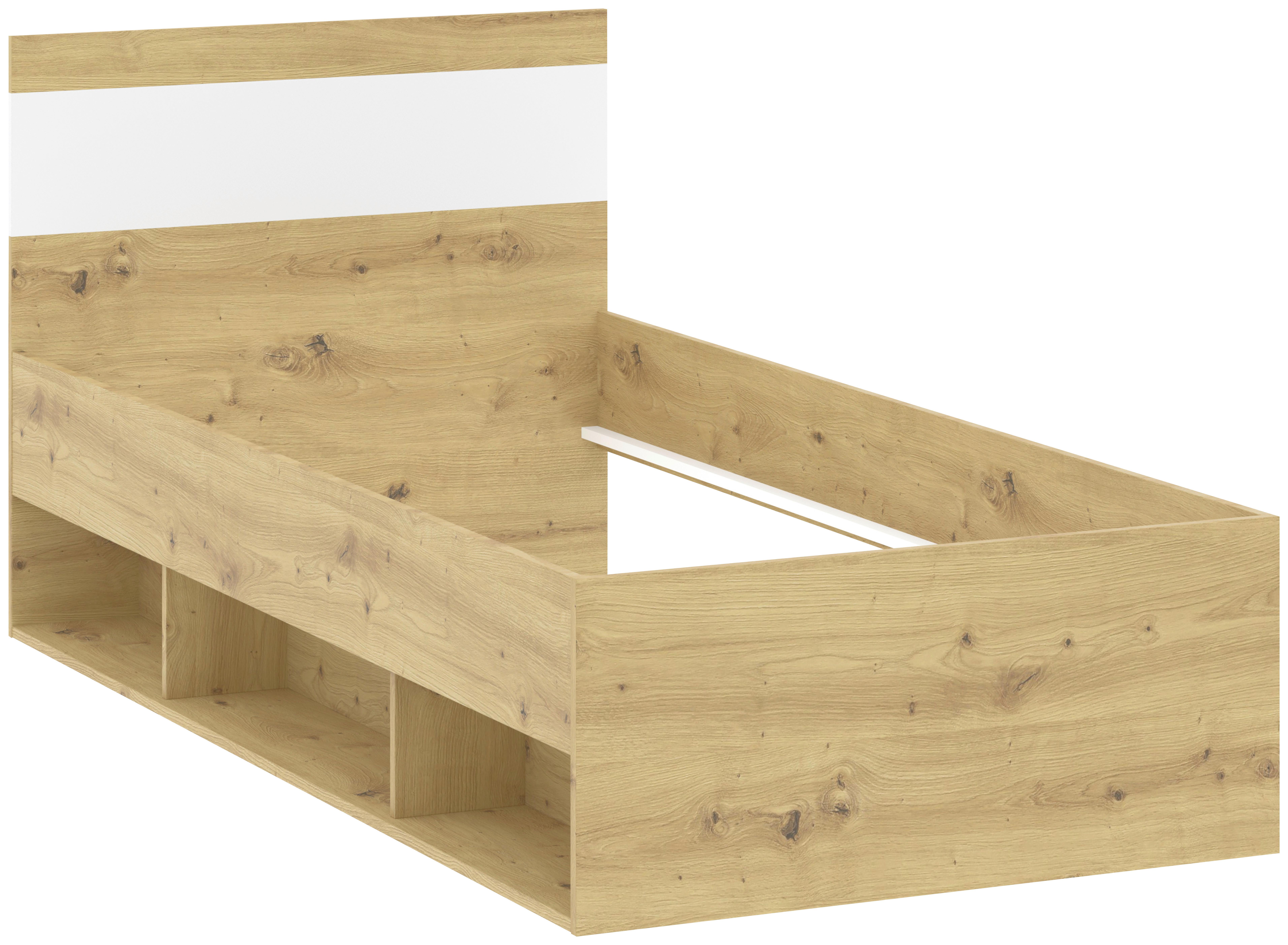 Bett Basic Two - Weiß/Eiche Artisan, KONVENTIONELL, Holzwerkstoff (90/200cm)