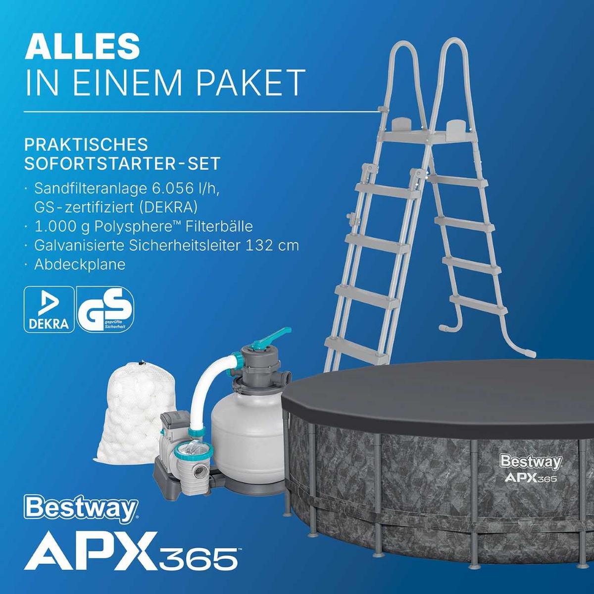Pool Leonie - Blau/Dunkelgrau, KONVENTIONELL, Kunststoff/Metall (549/132cm) - Bestway