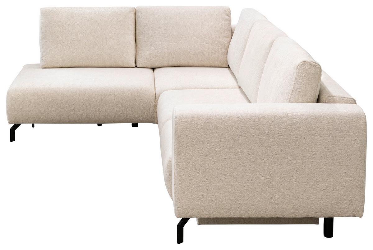 Rohová sedačka VENI, ľavá, béžová žinylka - černá/béžová, Moderní, kov/textil (210/272cm)