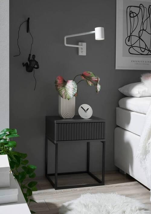 Nočný stolík MARLE grafit - čierna/grafitová, Modern, kov/kompozitné drevo (40/52/38,5cm) - Hom`in