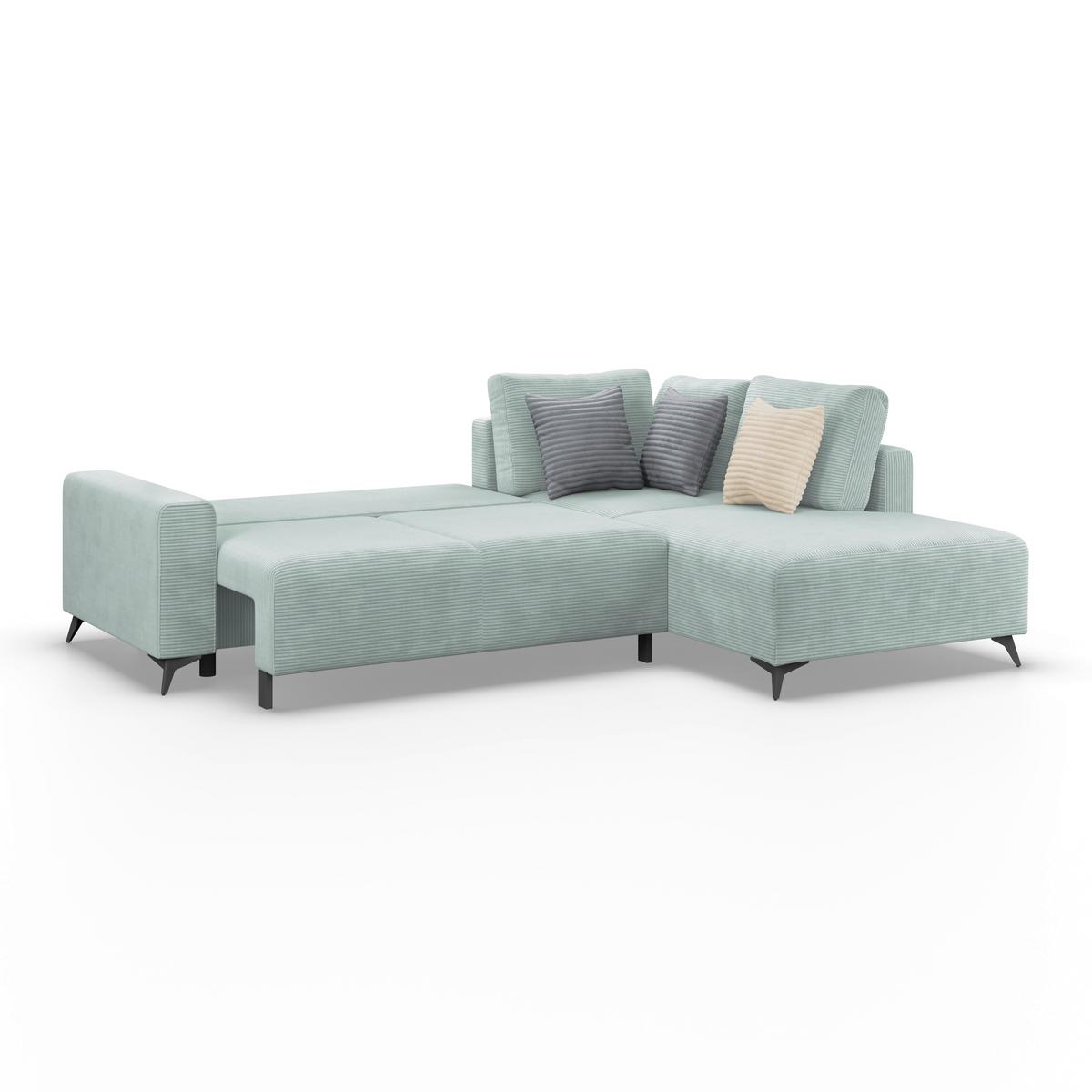 Ecksofa Mit Schlaffunktion Lincoln Mint Cord 270x212 Cm - Creme/Schwarz, MODERN, Textil (270/212cm)